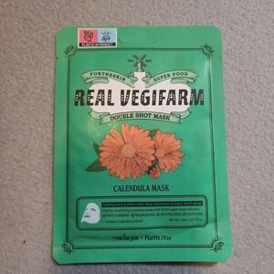 Farmstay Real Vegifarm Double Shot Calendula Face Sheet Mask 23ml Moisturizing